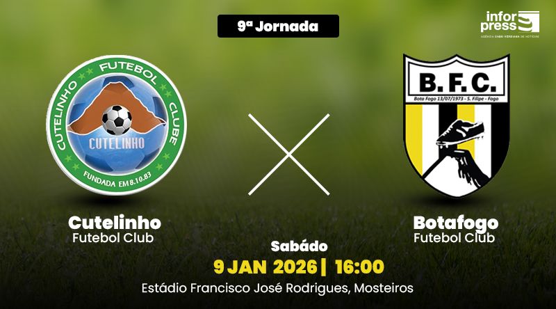 Futebol/Fogo: Cutelinho e Botafogo destaque da 9.ª jornada do campeonato regional do primeiro escalão