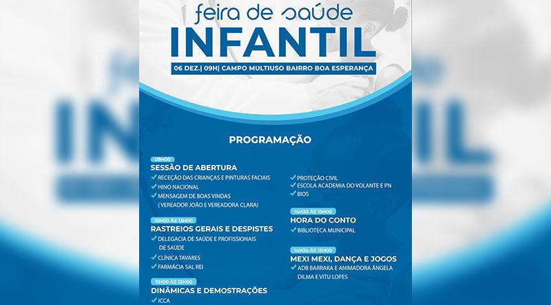 Boa Vista: Câmara e parceiros promovem Feira de Saúde Infantil para rastreios na "Boa Esperança"