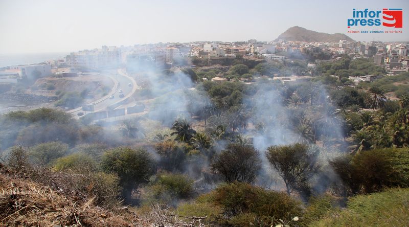 Praia: Incêndio na encosta de Fonton/Cruz de Papa mobiliza efectivos da Protecção Civil e Bombeiros