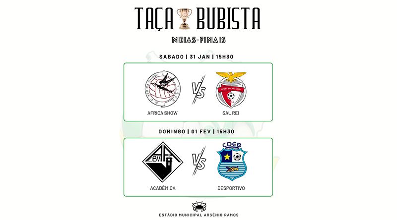 Boa Vista: Meias-finais da Taça Bubista disputada este fim de semana no Estádio Arsénio Ramos