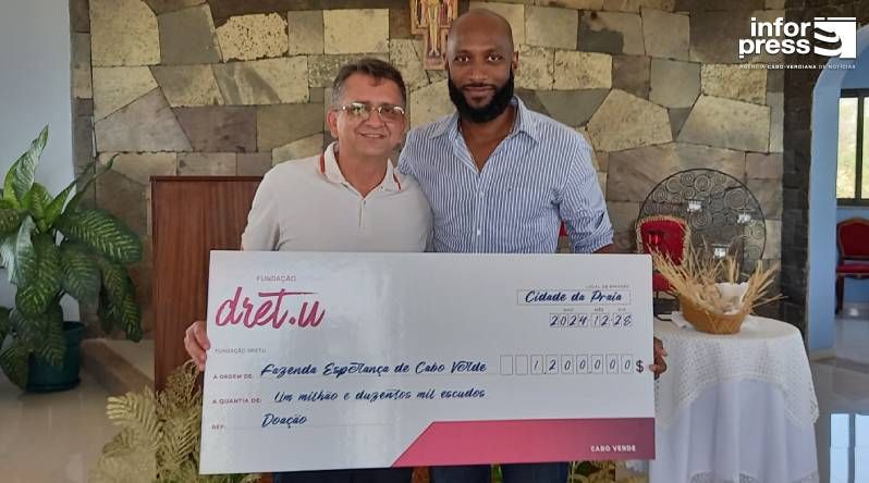 Comunidade Terapêutica da Fazenda da Esperança recebe cheque de 1.200 contos da Fundação Dretu