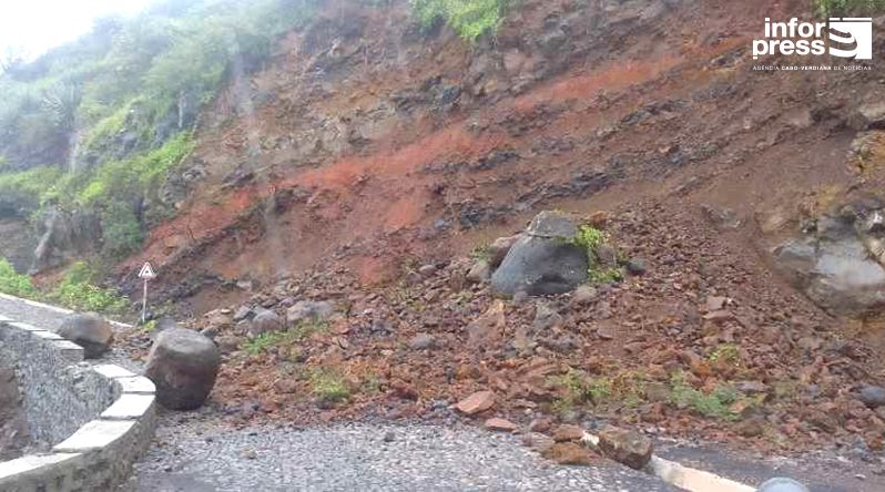 ​​​​​​​Fogo: Estrada Piorno/Campanas de Cima obstruída devido a derrocada de rocha